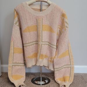 SHEIN Pastel Pink, Yellow, Green And Cream Cropped Sweater NWOT